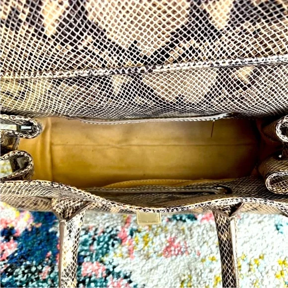 Jimmy Choo Rosalie Python-Embossed Handbag Tan Snake Print Satchel - Picture 13 of 15